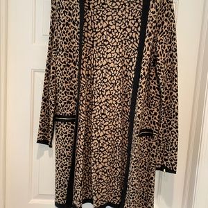 Leopard print cardigan sweater coat